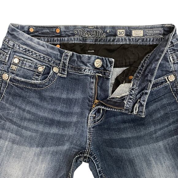 Y2K Miss Me 30 Bootcut Bling Jeans | Embroidered Rhinestone Pockets, Western - Picture 4 of 13